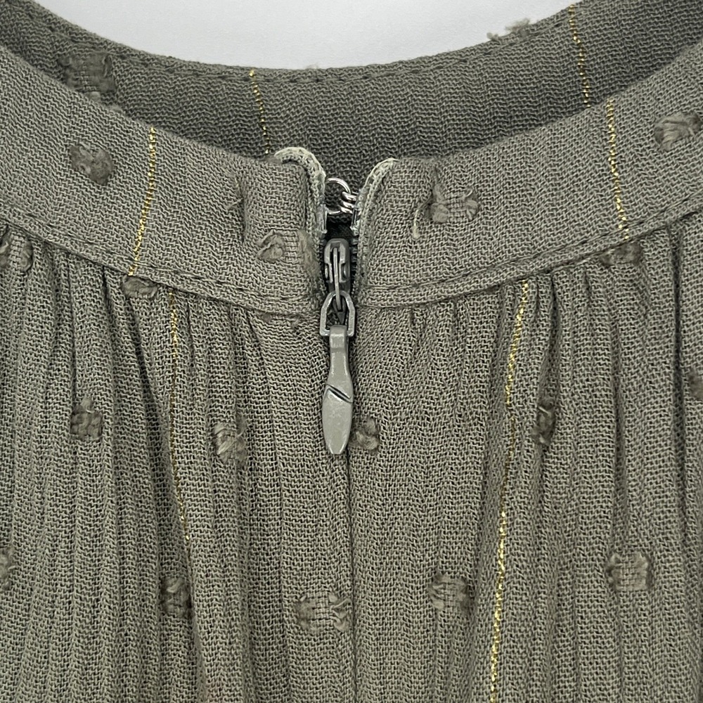 AQUA Olive Green Swiss Dot Halter Maxi Dress Side Cutout Boho Festival Prairie S - Picture 5 of 10